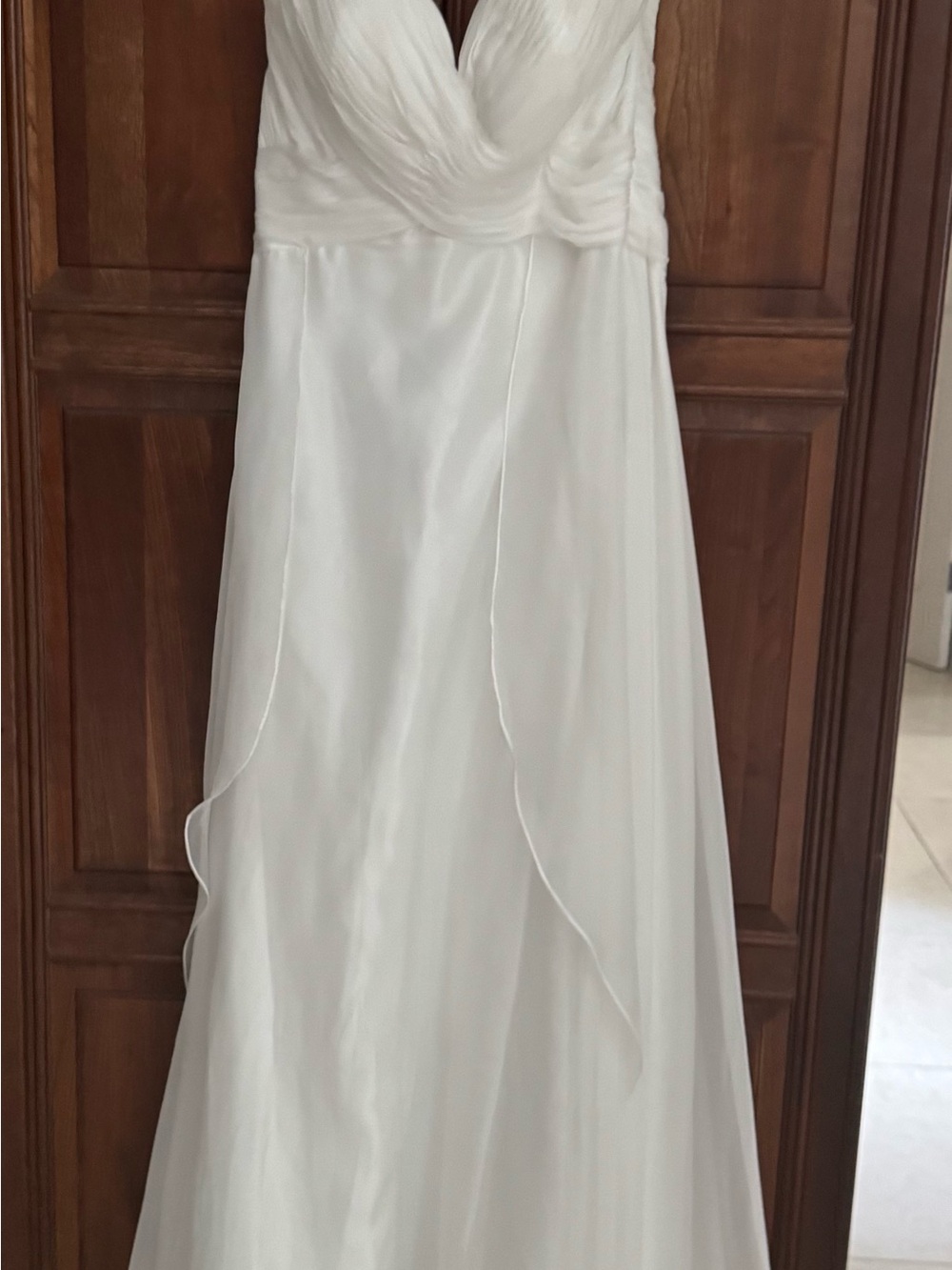 Alyce Paris Strapless White Chiffon Evening Gown size 6